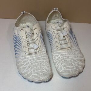 HF White and Barefoot Style White and Blue Sneakers